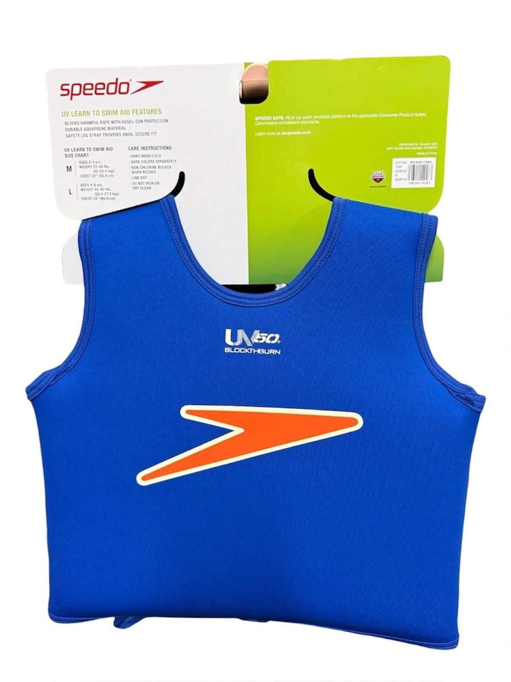 Speedo Kids UV 50 Learn To Swim Aid Vest Medium 2-4 yr 33-45 lbs 22” Chest NEW